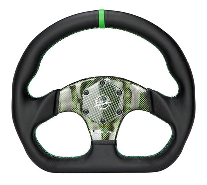 FLAT BOTTOM CARBON FIBER CENTER LEATHER STEERING WHEEL