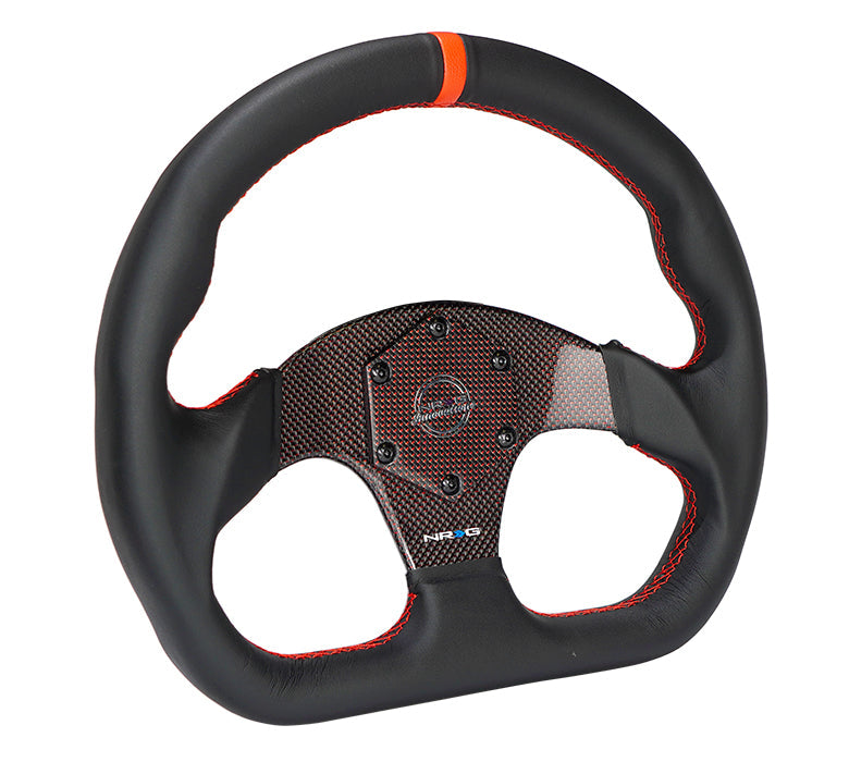 FLAT BOTTOM CARBON FIBER CENTER LEATHER STEERING WHEEL