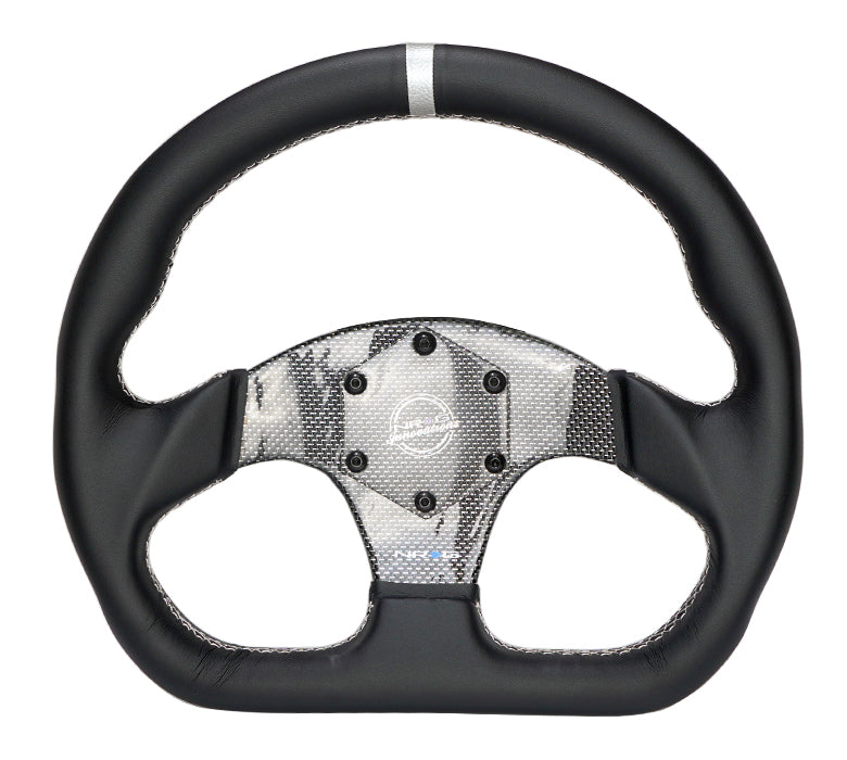 FLAT BOTTOM CARBON FIBER CENTER LEATHER STEERING WHEEL