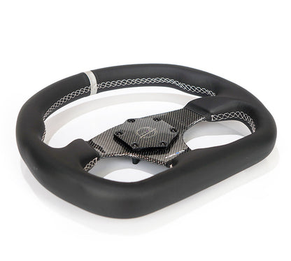 FLAT BOTTOM CARBON FIBER CENTER LEATHER STEERING WHEEL