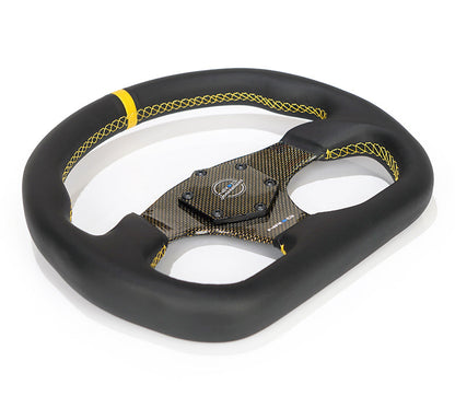 FLAT BOTTOM CARBON FIBER CENTER LEATHER STEERING WHEEL