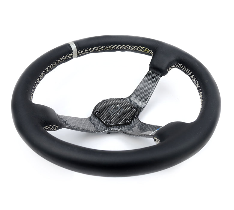 CARBON FIBER COLORED STEERING WHEEL 350MM DEEP DISH