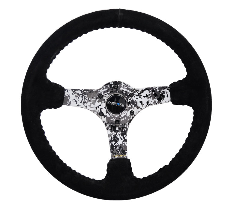 350MM DEEP DISH STEERING WHEEL SUEDE SOLID SPOKE