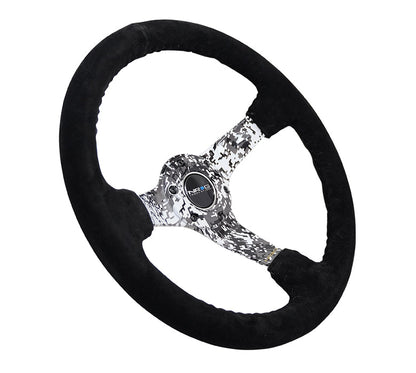 350MM DEEP DISH STEERING WHEEL SUEDE SOLID SPOKE