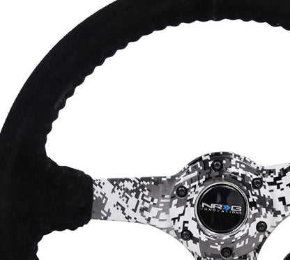 350MM DEEP DISH STEERING WHEEL SUEDE SOLID SPOKE