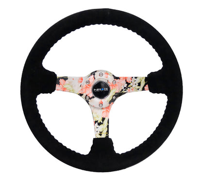 350MM DEEP DISH STEERING WHEEL SUEDE SOLID SPOKE