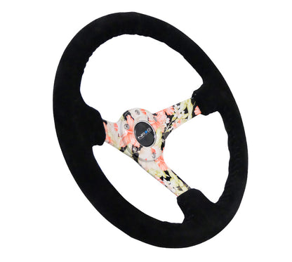 350MM DEEP DISH STEERING WHEEL SUEDE SOLID SPOKE