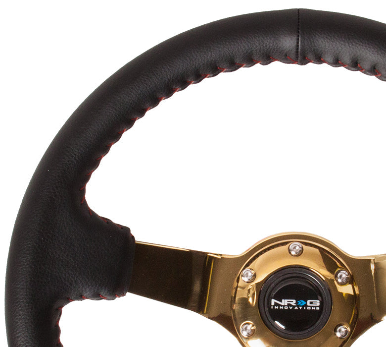 350MM DEEP DISH STEERING WHEEL LEATHER SOLID SPOKE