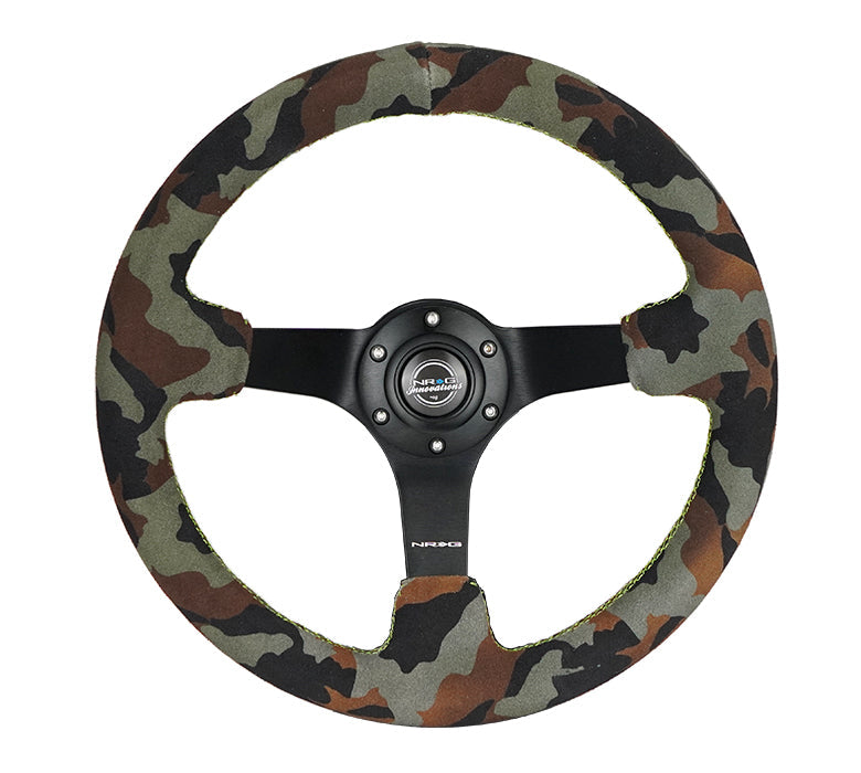 350MM DEEP DISH STEERING WHEEL SUEDE SOLID SPOKE