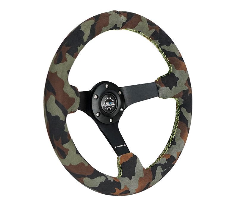 350MM DEEP DISH STEERING WHEEL SUEDE SOLID SPOKE