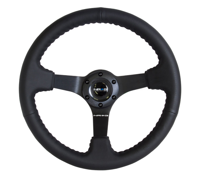 350MM DEEP DISH STEERING WHEEL LEATHER SOLID SPOKE