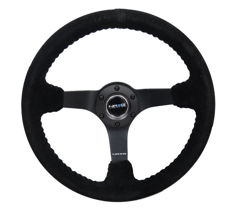 350MM DEEP DISH STEERING WHEEL SUEDE SOLID SPOKE