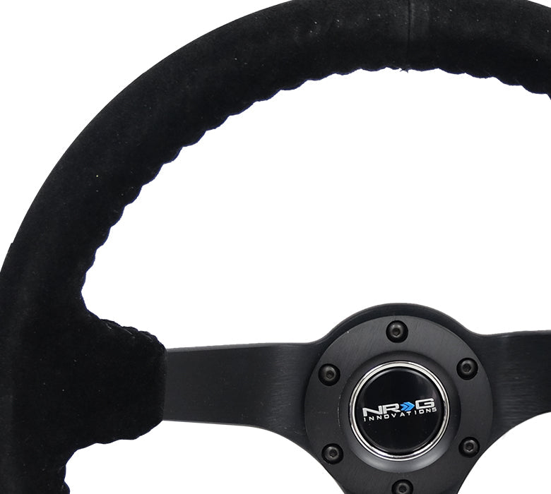 350MM DEEP DISH STEERING WHEEL SUEDE SOLID SPOKE