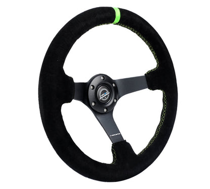 350MM DEEP DISH STEERING WHEEL SUEDE SOLID SPOKE