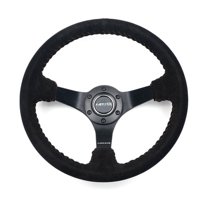 350MM DEEP DISH STEERING WHEEL SUEDE SOLID SPOKE