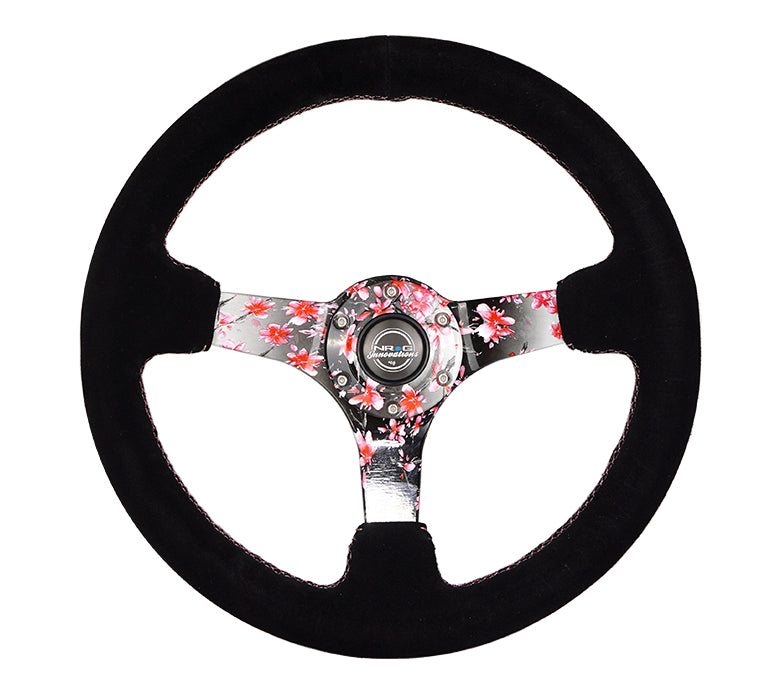 350MM DEEP DISH STEERING WHEEL SUEDE SOLID SPOKE