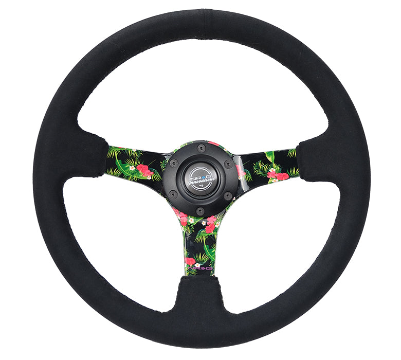 350MM DEEP DISH STEERING WHEEL SUEDE SOLID SPOKE