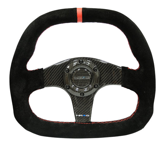 CARBON FIBER STEERING WHEEL FLAT BOTTOM WRAPPED SUEDE